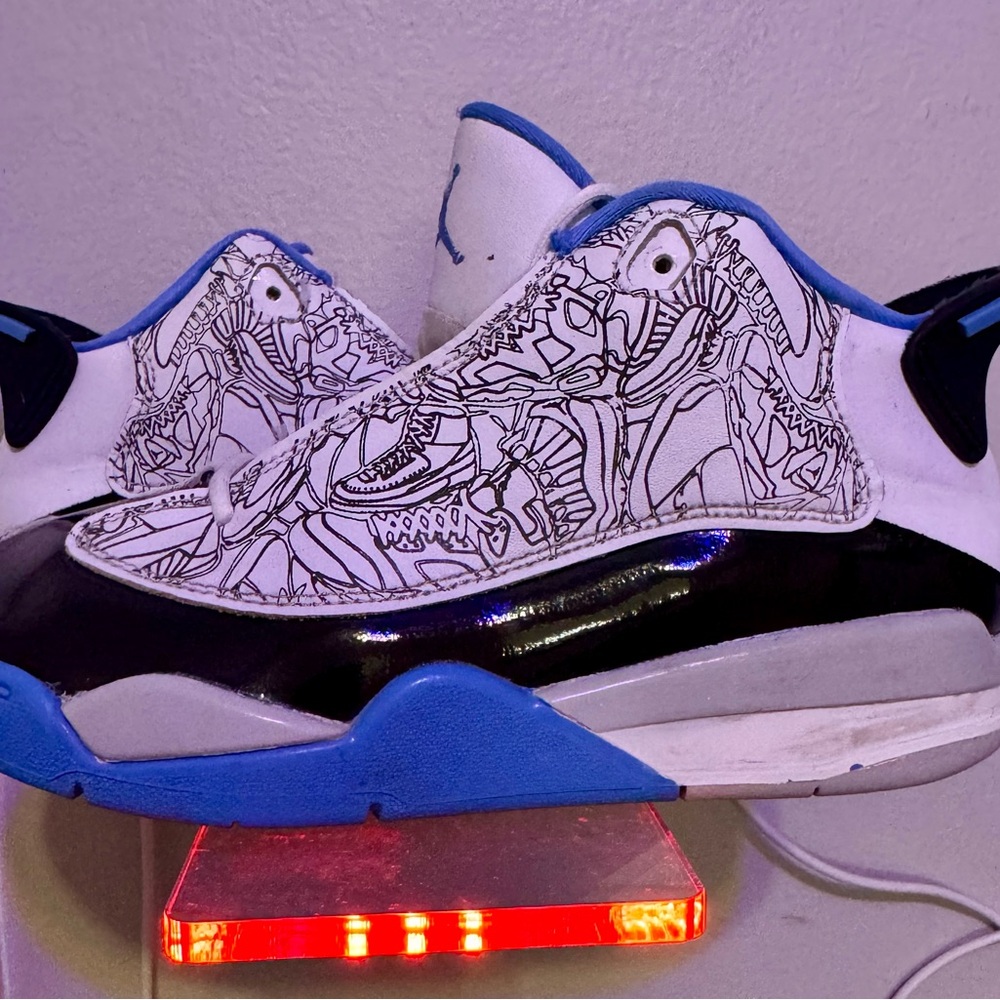 Kids Graphic Blue and Black Sneakers